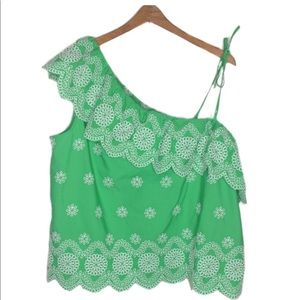 Crown & Ivy Green Eyelet Top